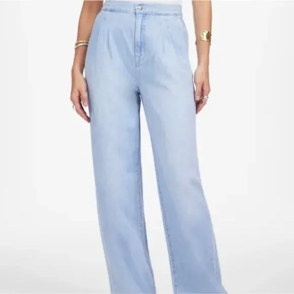 Madewell The Harlow Wide-Leg Trouser Jeans Airy Denim Tencel Light Blue 27 NWT - Picture 2 of 16
